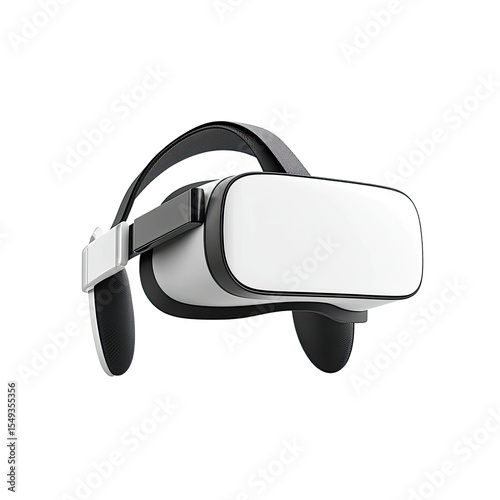 Modern white virtual reality headset isolated on white background