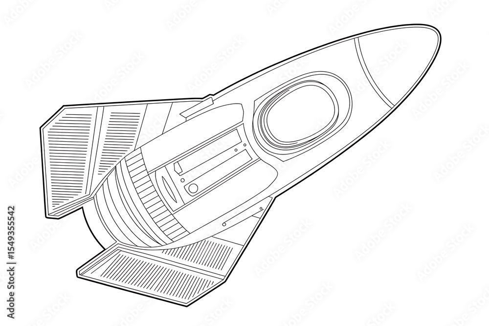 Obraz premium A rocket ship, soaring through space. 