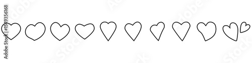 Heart hand drawn icon vector set. love illustration sign collection. romance symbol. Romantic web icons.