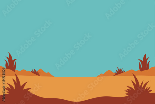 Golden autumn leaves silhouette a vibrant sunset landscape, a vector design illustrating nature's fall beauty against an orange sky