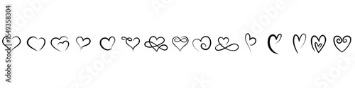 Heart hand drawn icon vector set. love illustration sign collection. romance symbol. Romantic web icons.