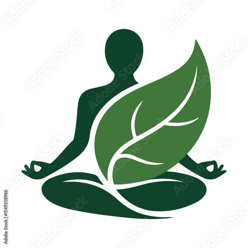 Green Leaf Yoga Meditation Silhouette Person vector