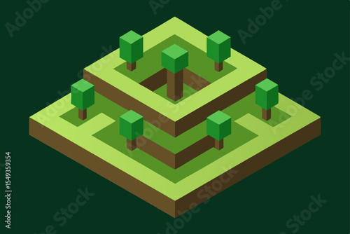 Green house icon with a green roof, an isometric vector illustration of an eco-friendly residential building design