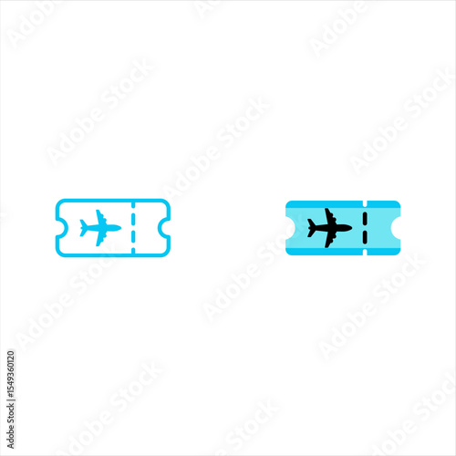 Airplane Ticket Icons Set Simple Minimalist Travel Graphic Design Black and White Color Vector Illustration