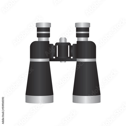 A detailed illustration presents a pair of binoculars, an optical instrument designed for enhanced distance viewing. The design is sleek, without any branding or trademarks.