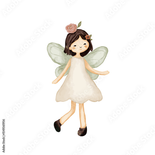 Watercolor fairy vector ai