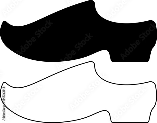 side view sabot shoe icon set