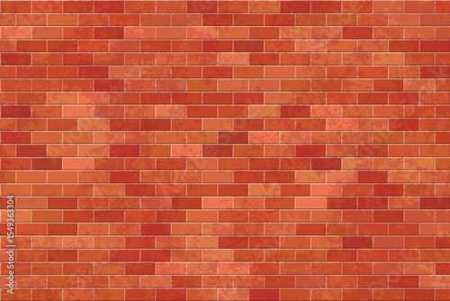 A seamless brick wall with a weathered texture, rendered in various shades of red and brown. The bricks are neatly arranged, creating a visually interesting pattern.