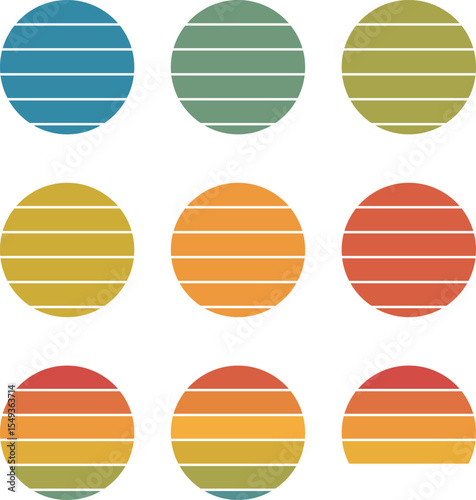 Retro sunset bundle with seaside vibes and colorful warm palette