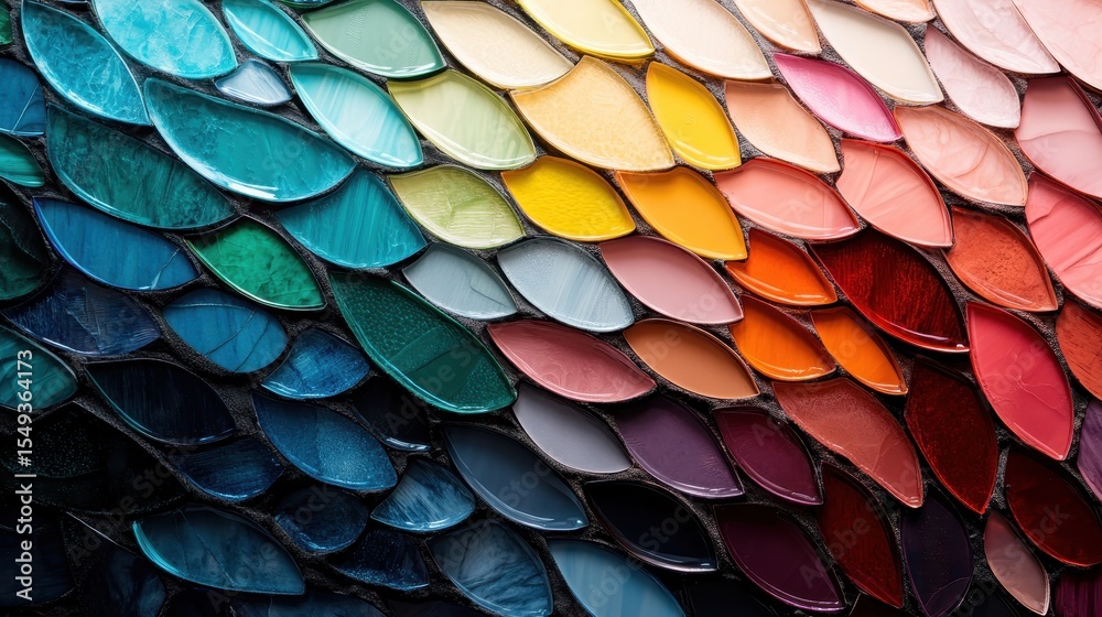 Obraz premium An artistic arrangement of a vibrant palette filled with various colors, the image captures the essence of creativity and the joy of artistic expression.