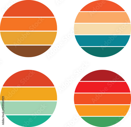 Retro vintage sunset themed bundle isolated background graphics