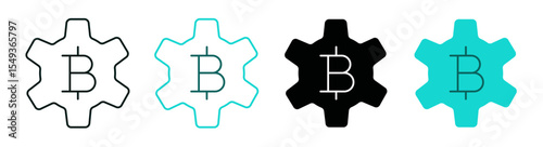 Crypto asset management icon set. Cryptocurrency and technology concept. Editable vector stroke. Black and green color. Symbol for web or UI. Ideal for fintech apps and blockchain platforms.