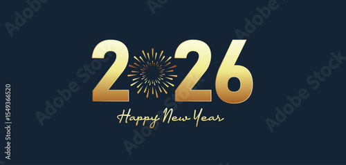 2026 Happy new year letters banner, Happy new year vector art and illustration template poster, banner, flyer, background