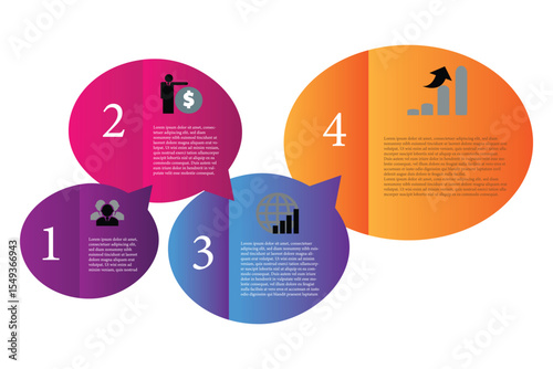 Wallpaper Mural Modern speech bubble infographic with vibrant gradient colors and numbered steps, ideal for presenting business data, planning, and creative communication visually. Torontodigital.ca