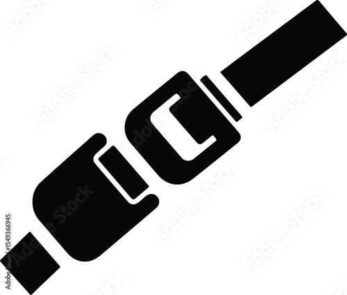 black seat belt icon symbol isolated on white background, safety belt buckle vector illustration

