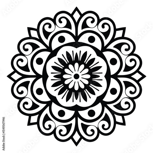 Mandala round lace ornament with floral pattern vintage decorative design