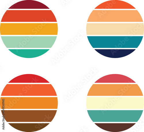 Classic Retro Sunset Scene for Summer or Beach Themed Art Designs