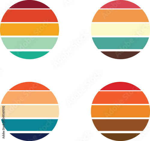 Retro Sunset Silhouette with Bold Horizon Colors for Nostalgic Designs