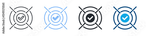Implementation Icon Set Multiple Style. Designed In Outline, Blue, Glyph, Dual Tone