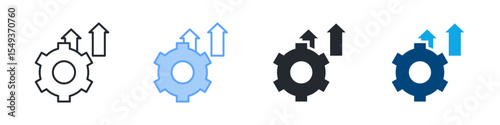 Improvement Icon Set Multiple Style. Designed In Outline, Blue, Glyph, Dual Tone