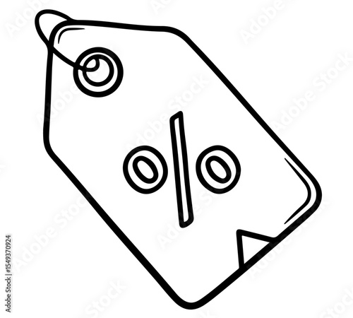 Outline Price Tag with Percentage Symbol. A charming,  outline price tag with a percentage symbol, perfect for sales and promotions.