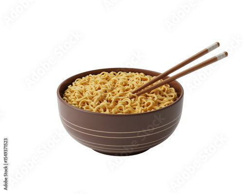 Delicious Noodles in Brown Bowl A Simple Yet Satisfying Meal