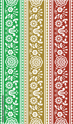 Tradition Mughal motif. Mughal hand drawn flower, Mughal wall painting, Embroidery seamless pattern with beautiful flowers.Handmade floral ornament on dark background.