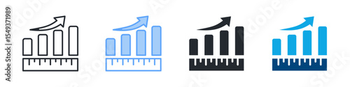 Measurable Icon Set Multiple Style. Designed In Outline, Blue, Glyph, Dual Tone