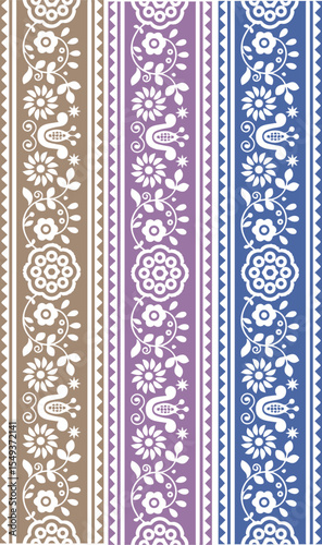 Tradition Mughal motif. Mughal hand drawn flower, Mughal wall painting, Embroidery seamless pattern with beautiful flowers.Handmade floral ornament on dark background.