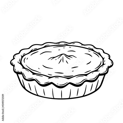 Illustration of a freshly baked pie with crust edge silhouette