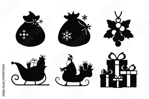 Christmas Silhouettes Santa, Gifts, & Holiday Icons