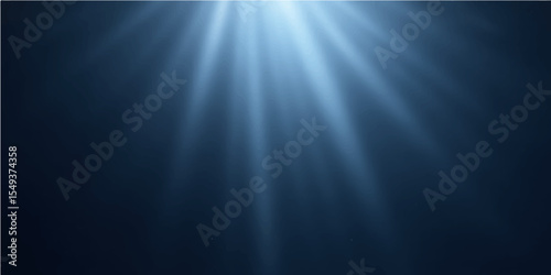 Abstract dark blue background with glowing light streaks and futuristic energy rays