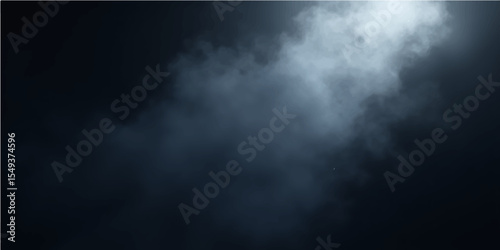 Black foggy smoke silhouette design with realistic mist and vapor for spooky scenes


