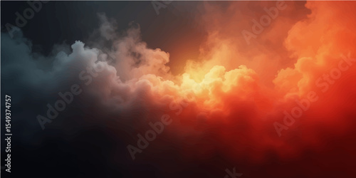 abstract burning sky with clouds of fire and vivid orange-red smoke