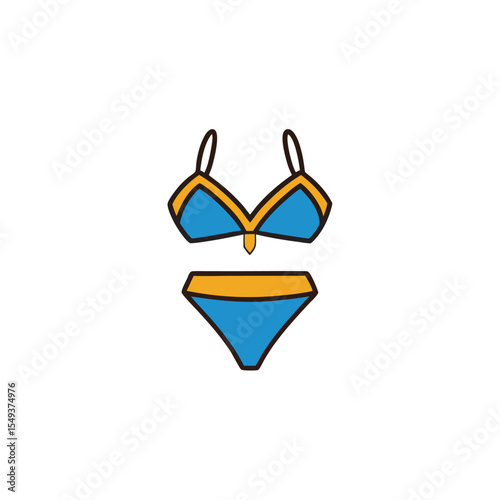 designer bikini and pareo with gold accents and seaside styling Vector illustration