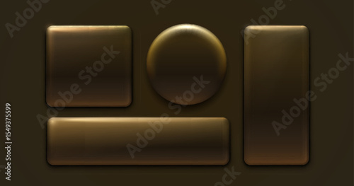 Golden frame label, event bar button signboard. Vector illustration