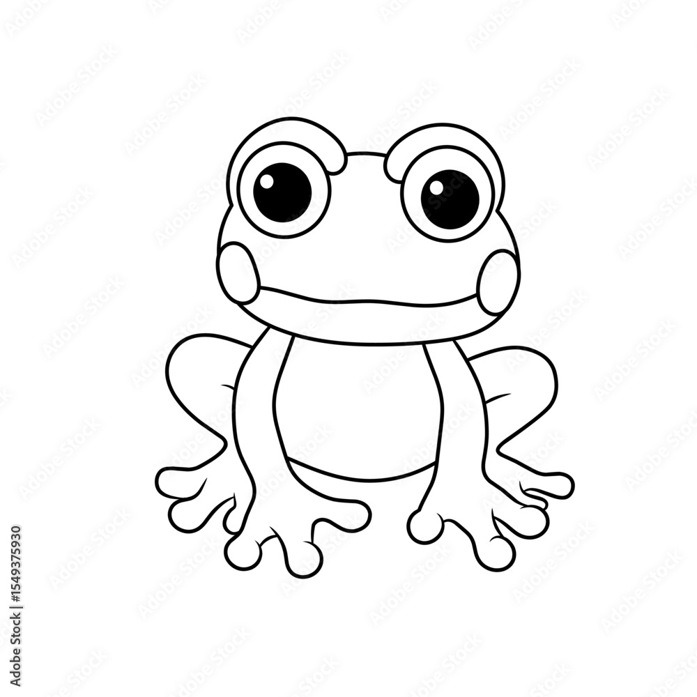 Obraz premium vector frog sitting with a cute appearance