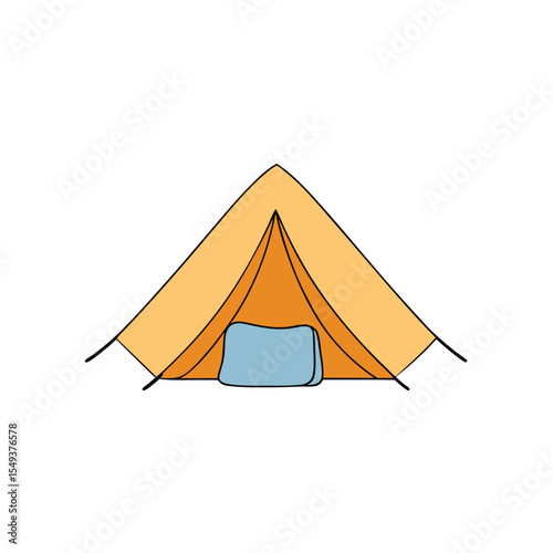 dreamy seaside tent with silk fabrics and pillows for summer camping Vector illustration