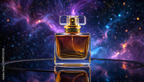 perfume bottle on black background