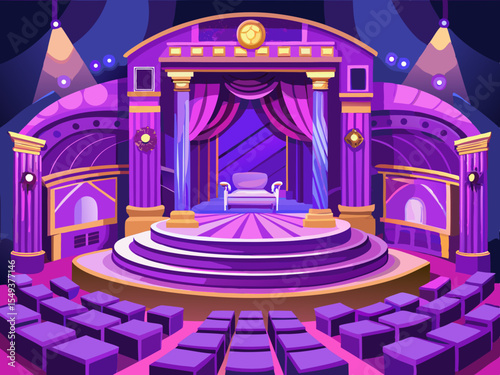 vector of Purple theater design. Everything is designed in purple color.