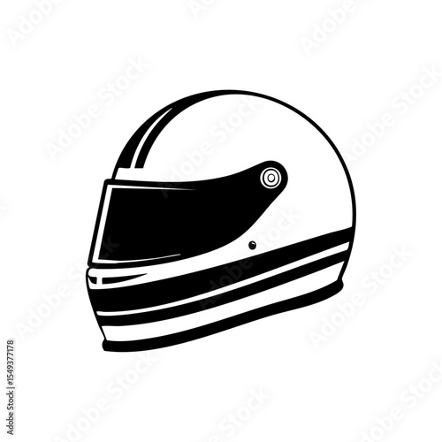 Black and white sports helmet icon for motorsport, safety, and racing themes.


