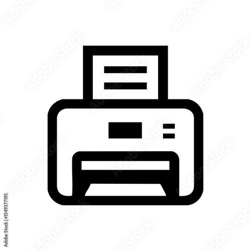 Minimalist vector icon of a printer ejecting a document sheet.

