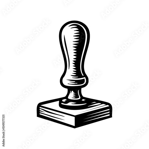 Minimalist vector logo of a hand pressing a stamp, representing approval or authorization.

