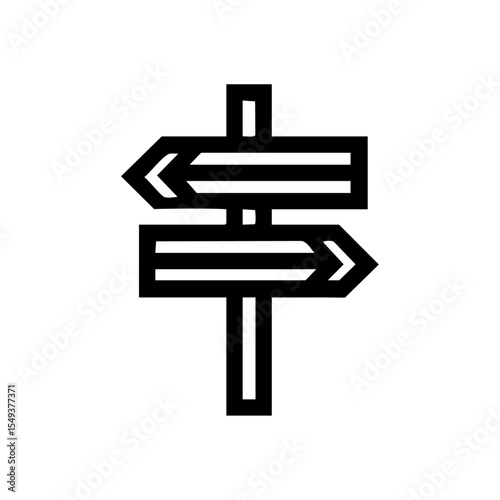Simple trail signpost icon with directional arrows

