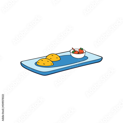 floating breakfast tray in luxury pool with summer essentials Vector illustration