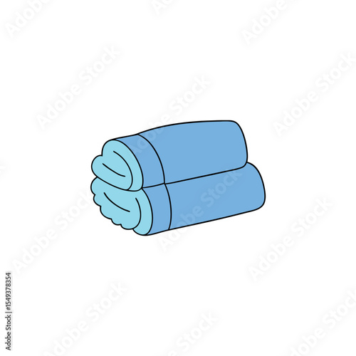 fluffy designer beach towels folded with spa essentials on sand Vector illustration