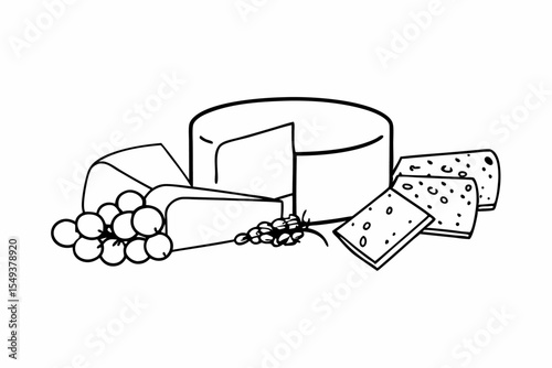 Cheese Types Vector Illustration with Pairings and Soft Style for Design
