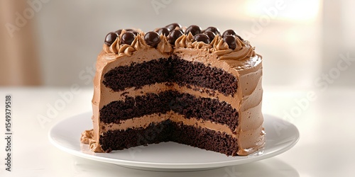Decadent Chocolate Cake with Rich Frosting and Chocolate Balls Decoration