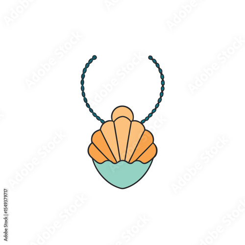 handcrafted beach shell jewelry set with sunset tones mockup Vector illustration