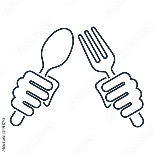 Food battle. Competition. Vector linear icon illustration isolated on white background.